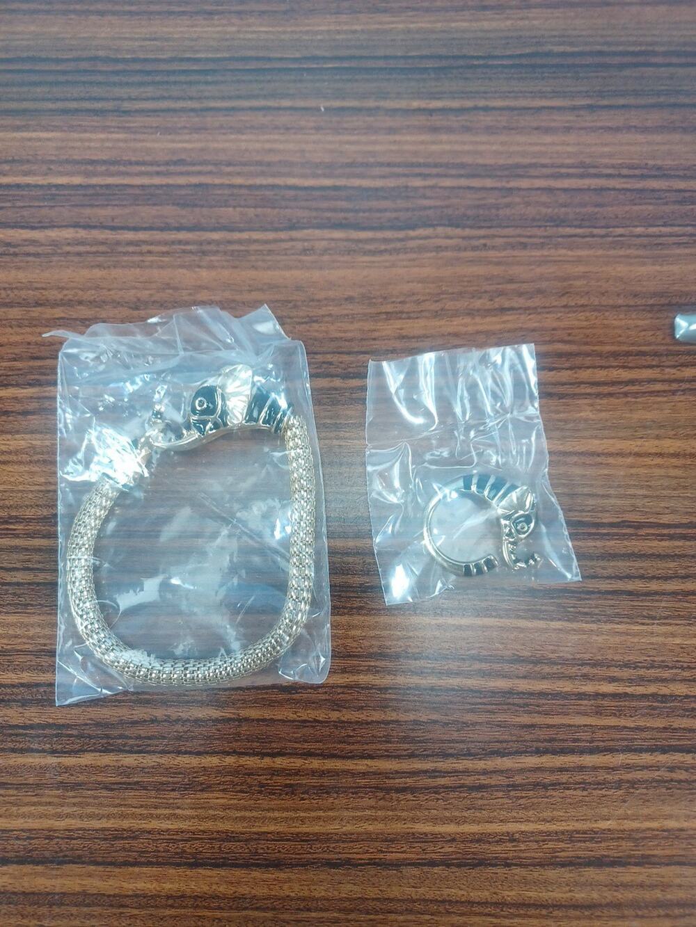 Avon La Norme Elephant Gold Tone & Black Bracelet & Ring In Box Matching Fun